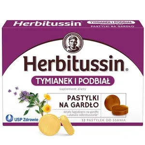 Herbitussin Cimbru și tătăneasă, 12 pastiluțe
