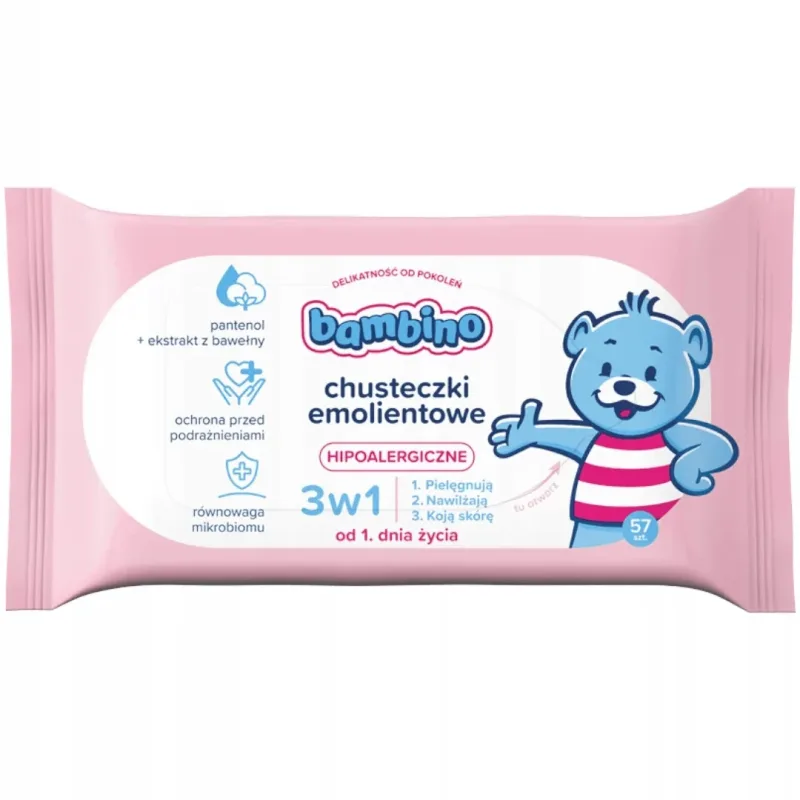 Bambino, șervețele emoliente 3in1, 57 bucăți — preț și oferte