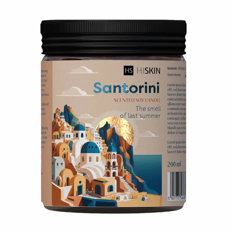 Hiskin Bon Voyage, lumânare de soia, Santorini, 200 ml — preț și oferte