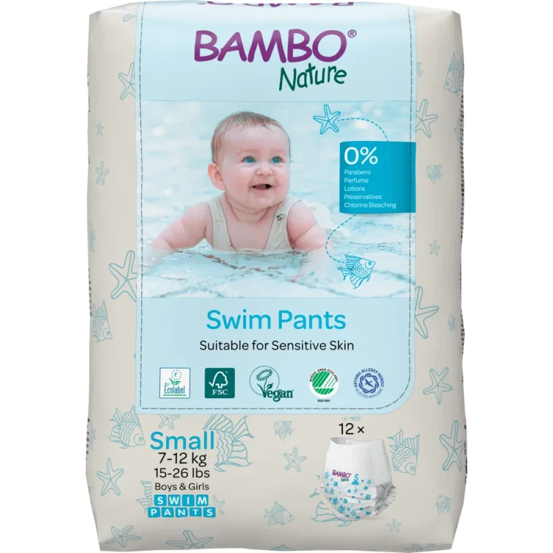 Bambo Nature Pants Swim, scutece de înot, mărimea S, 7-12 kg, 12 buc — preț și oferte