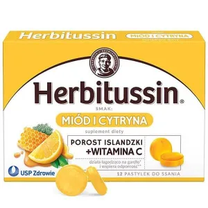 Herbitussin miere și lămâie, 12 pastiluțe