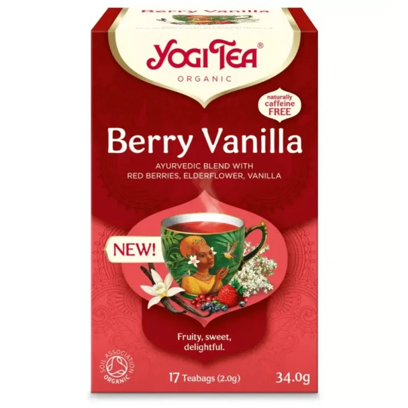 Ceai bio cu fructe de padure si vanilie, 17 pliculete, Yogi Tea — preț și oferte
