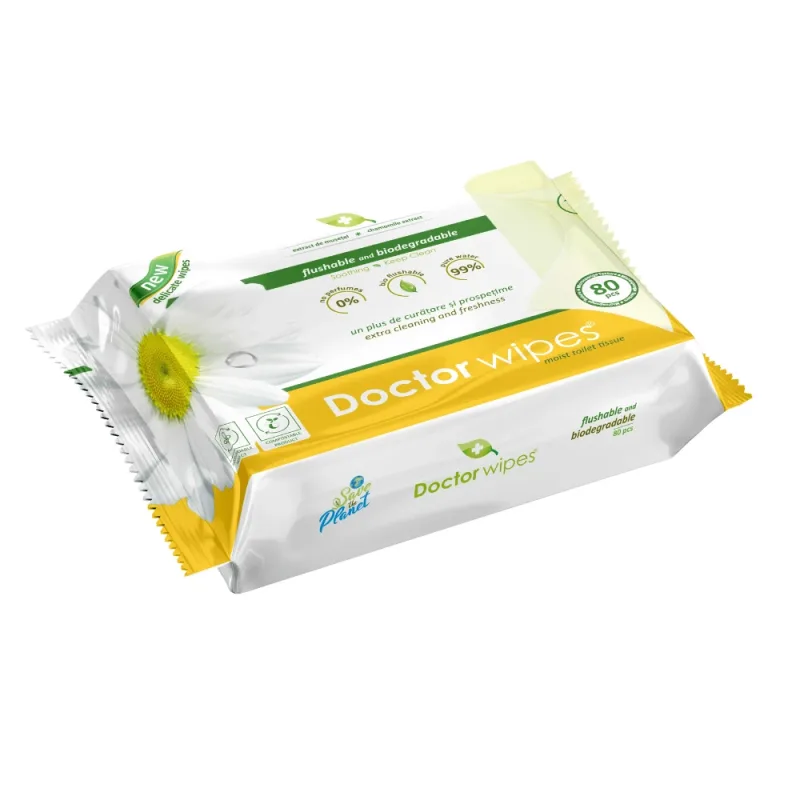 Hartie igienica umeda, 80 bucati, Doctor Wipes — preț și oferte