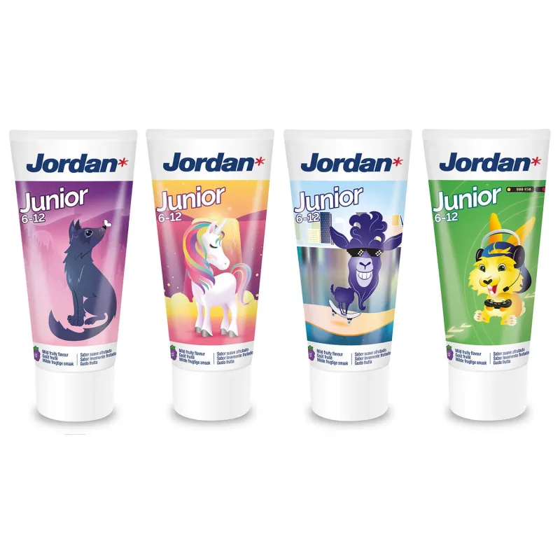 Jordan Junior, pastă de dinți pentru copii, cu fluor, fructe, 6-12 ani, 50 ml — preț și oferte