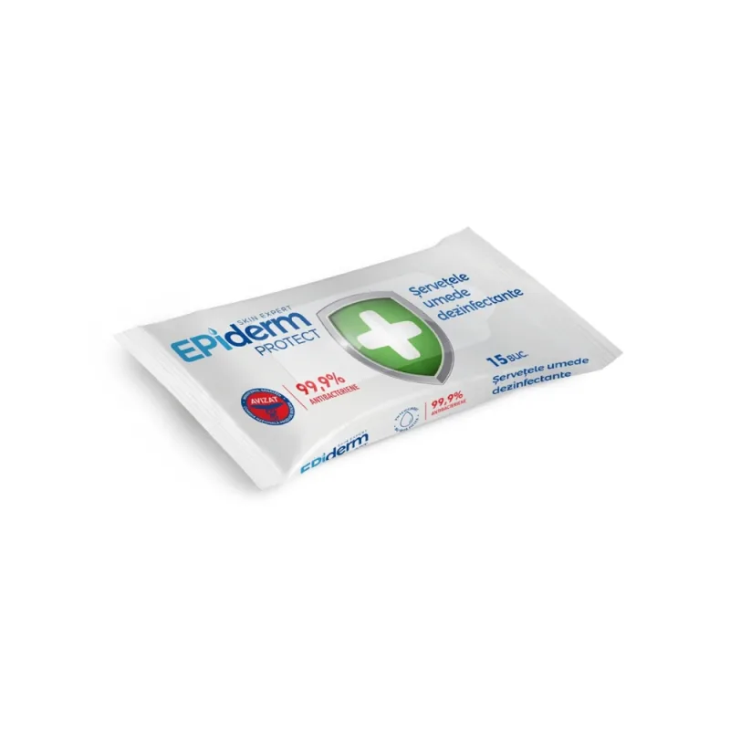 Servetele umede antibacteriene, 15 bucati, Epiderm — preț și oferte