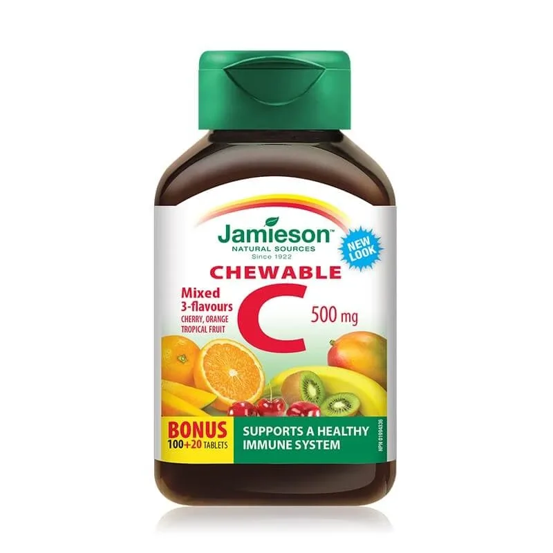 Vitamina C 500mg cu mix de 3 arome, 100+20 tablete masticabile, Jamieson JAMIESON LABORATOIRES — preț și oferte