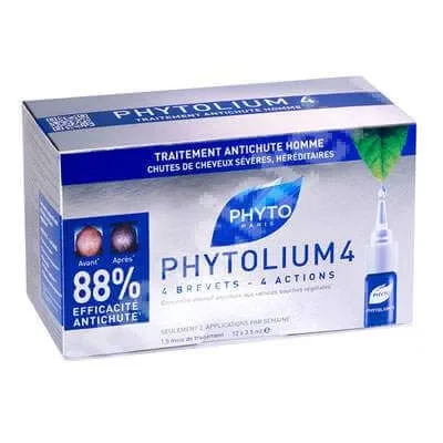 Tratament impotriva caderii parului pentru barbati Phytolium 4, 12 fiole, Phyto — preț și oferte
