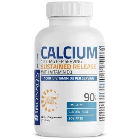 Calciu 1200 mg, Vitamina D3 1000 IU si Magneziu 80 mg, 90 capsule, Bronson Laboratories — preț și oferte