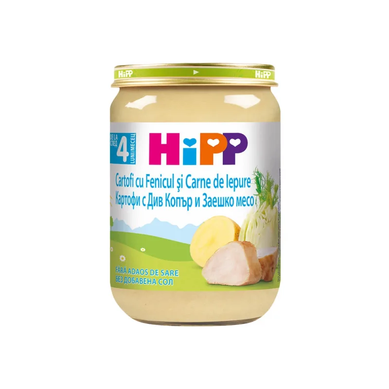 Meniu de cartofi si fenicul cu iepure, +4 luni,190 g, Hipp — preț și oferte