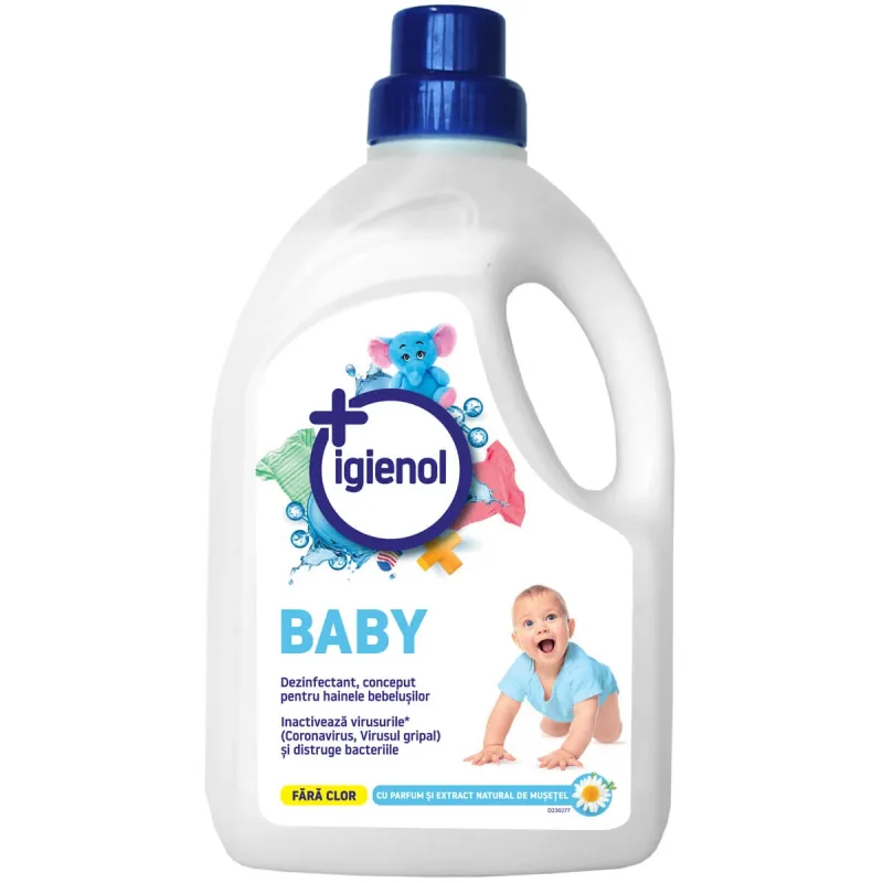 Dezinfectant pentru hainele bebelusilor Baby, Musetel, 1.5 litri, Igienol — preț și oferte