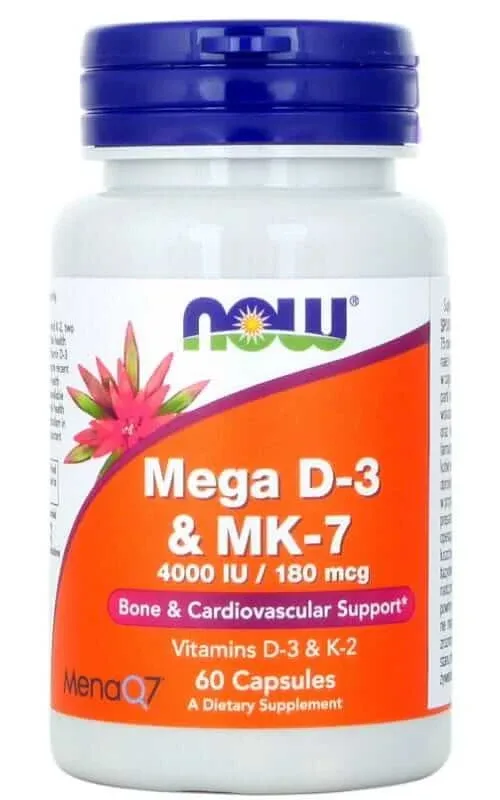 Mega D-3 & K-2 MK-7 60 capsule (4000IU/180mcg) NOW FOODS — preț și oferte