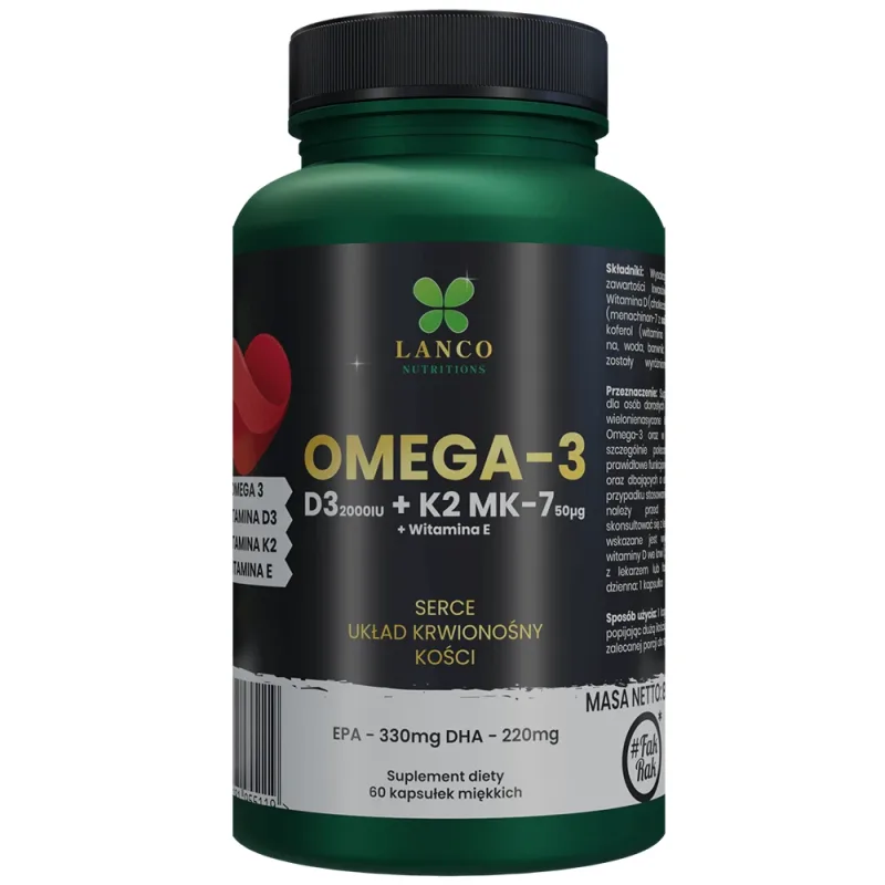Lanco Nutritions Omega-3 + D3 + K2 MK-7, 60 capsule — preț și oferte