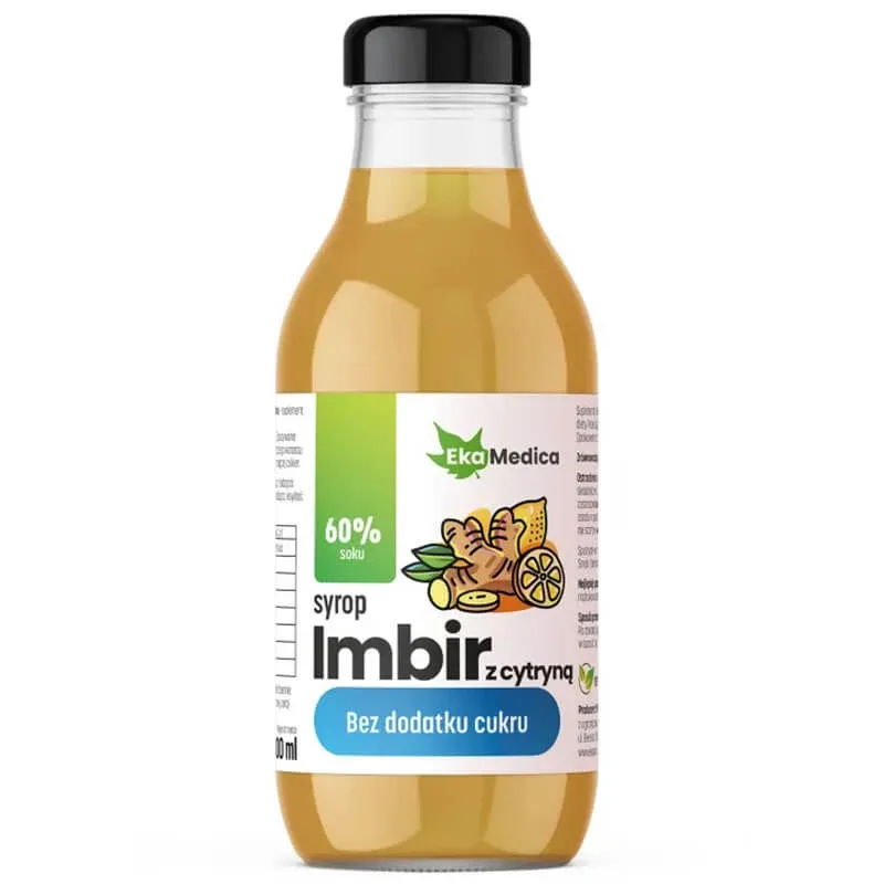 EkaMedica Sirop de ghimbir cu lămâie, fără adaos de zahăr, 300 ml — preț și oferte