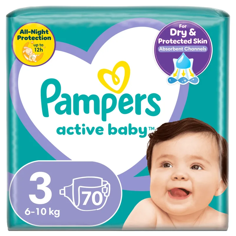 Pampers Active Baby, scutece, mărimea 3, 6-10 kg, 70 buc — preț și oferte