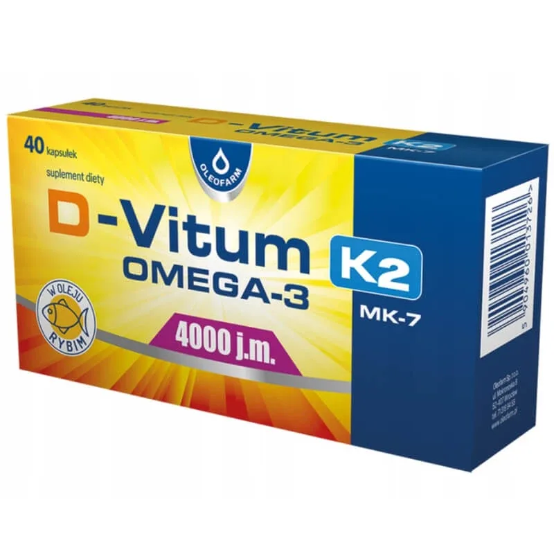 D-Vitum 4000 UI. K2 MK-7 Omega-3, 40 capsule — preț și oferte