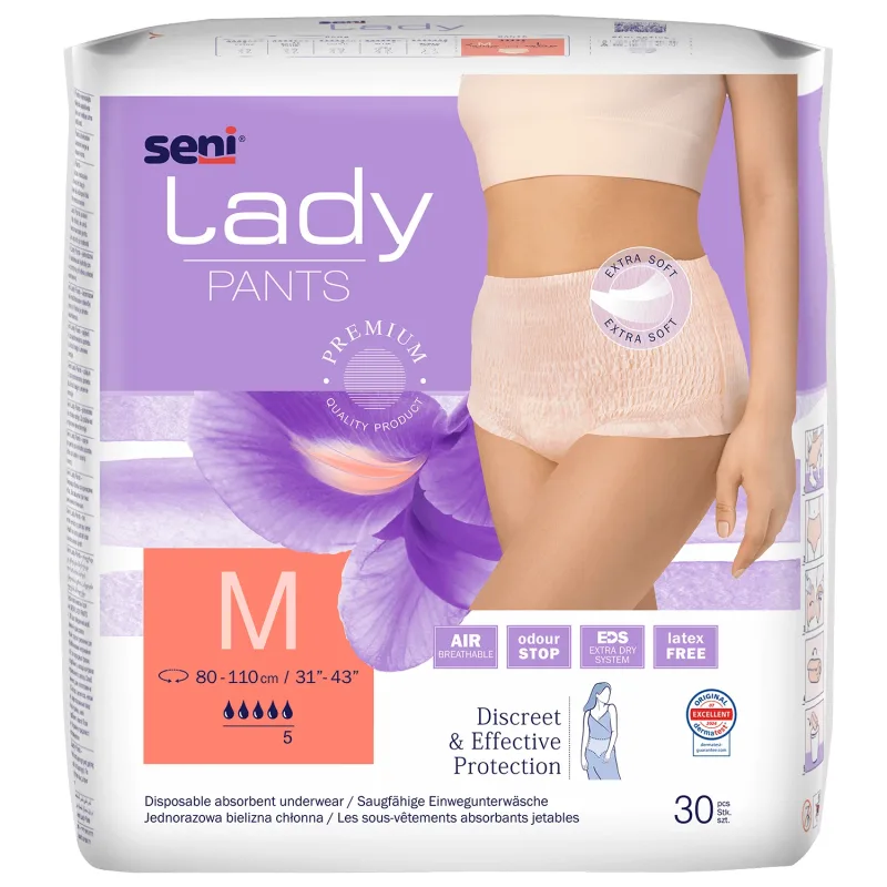 Seni Lady Pants, slipuri absorbante pentru femei, Mediu, 80-110 cm, 30 bucăți — preț și oferte