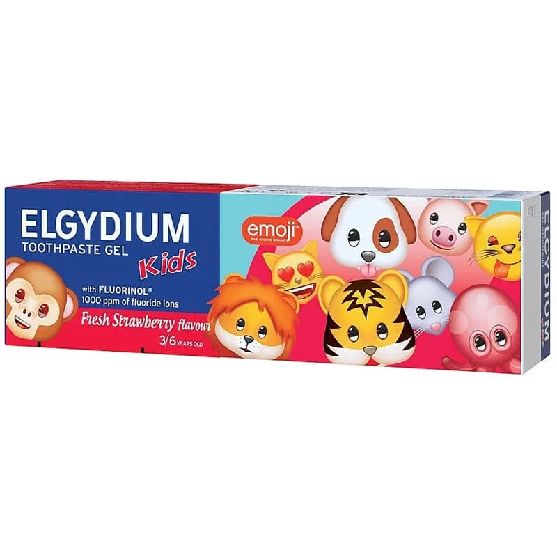 Elgydium Kids Emoji, pastă de dinți gel pentru copii, Căpșuni răcoritoare, 3-6 ani, 50 ml — preț și oferte