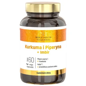 Noble Health Turmeric și piperină + ghimbir, 60 capsule vegetale