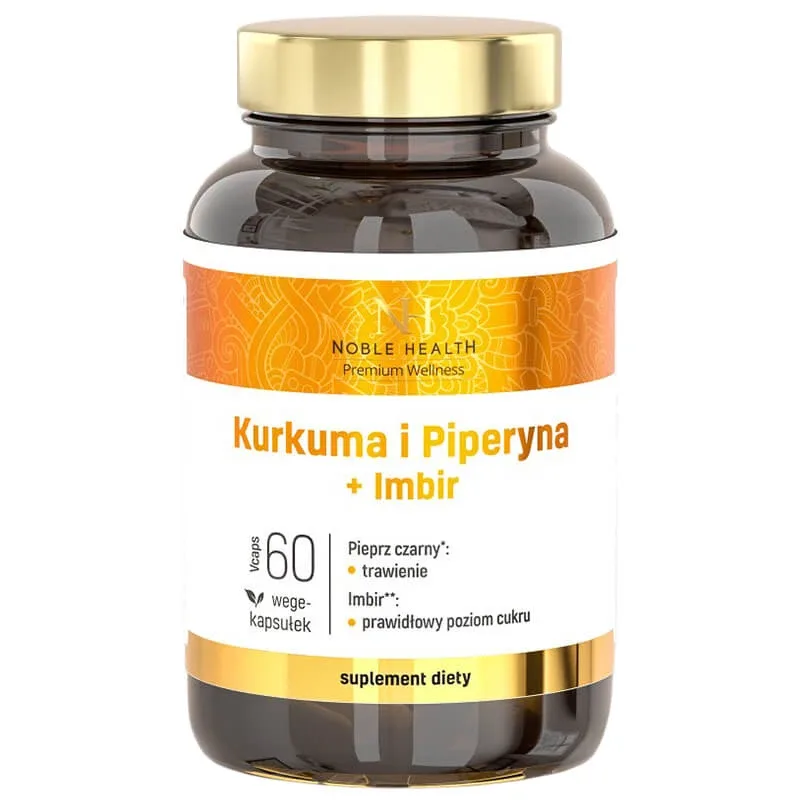 Noble Health Turmeric și piperină + ghimbir, 60 capsule vegetale — preț și oferte