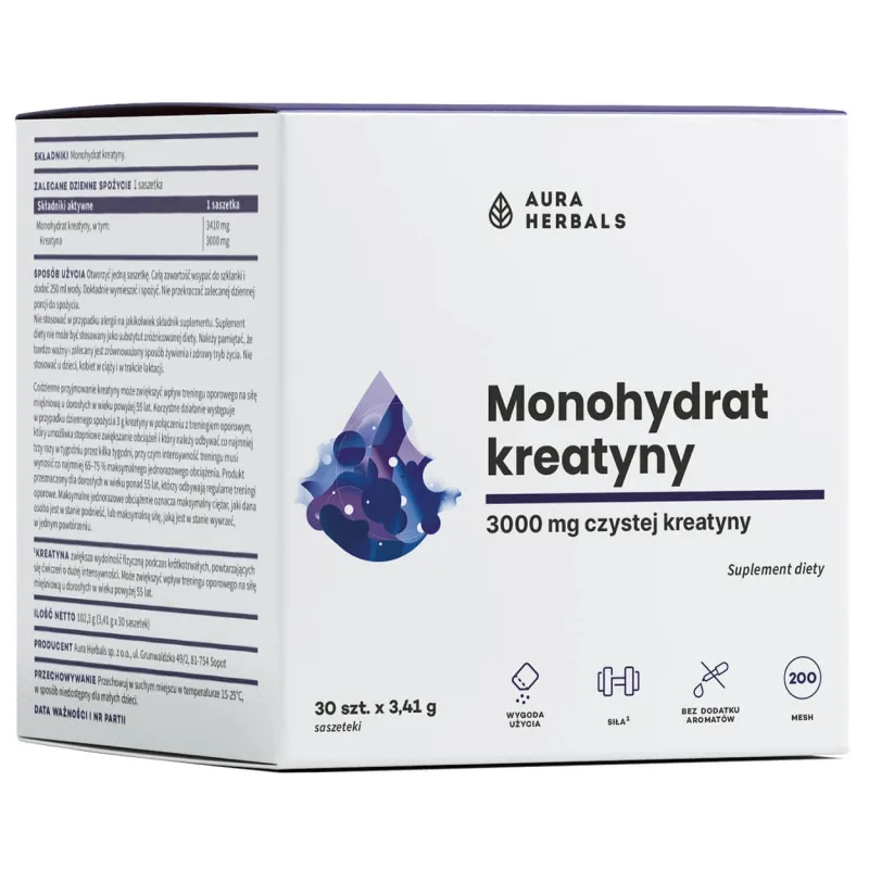 Aura Herbals Creatină, monohidrat, 30 pliculețe x 3.41 g — preț și oferte