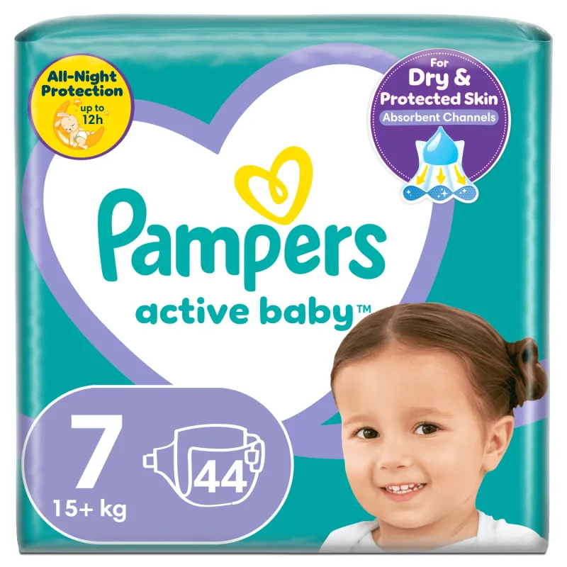 Scutece Active Baby, +15 kg, Mărimea 7, 44 bucăți, Pampers — preț și oferte
