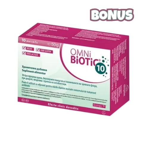 Omni Biotic 10, probiotice pentru refacerea florei intestinale, 10 plicuri Institut AllergoSan — preț și oferte