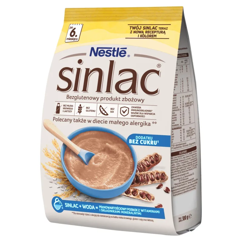 Nestle Sinlac, produse cerealiere fără gluten, fără zahăr adăugat, după 6 luni, 300 g — preț și oferte