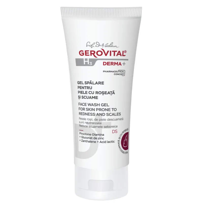 Gel spalare pentru piele cu roseata si scuame H3 Derma+, 150 ml – Gerovital — preț și oferte