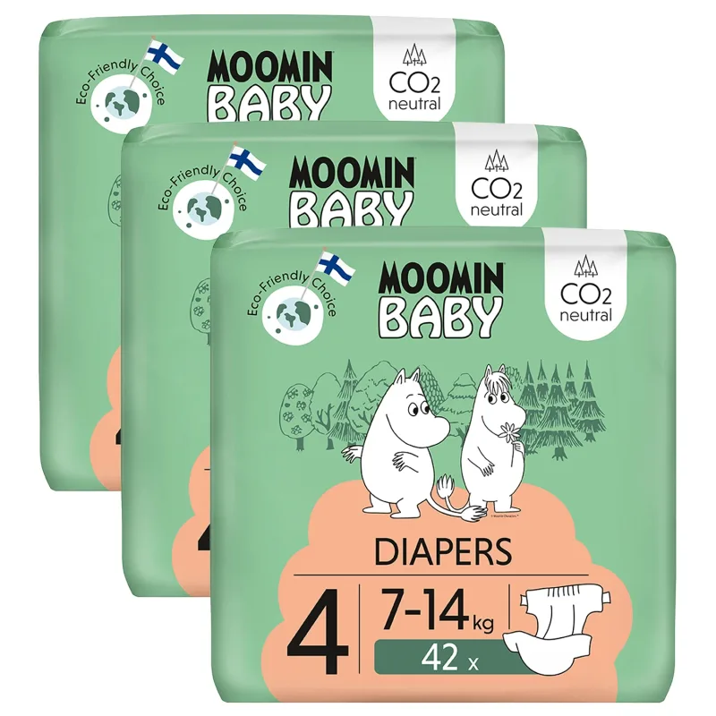 Moomin Baby, scutece, mărimea 4, 7-14 kg, 126 buc — preț și oferte
