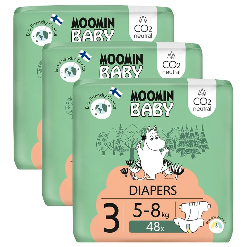 Moomin Baby, scutece, mărimea 3, 5-8 kg, 144 buc — preț și oferte