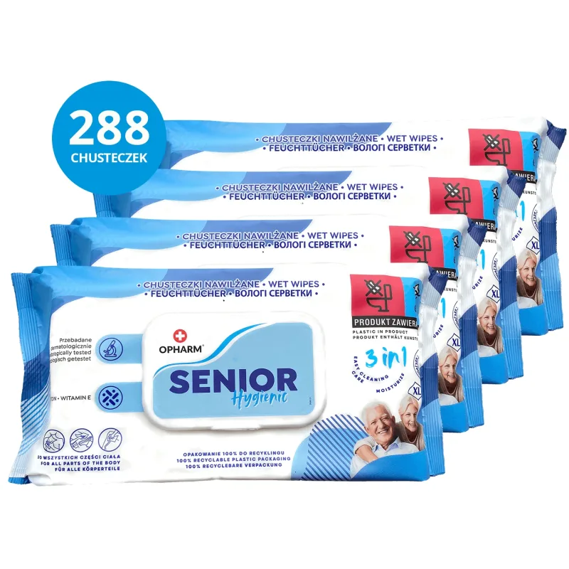 Opharm Senior Hygienic 3in1 set, șervețele umede, 4 x 72 bucăți — preț și oferte
