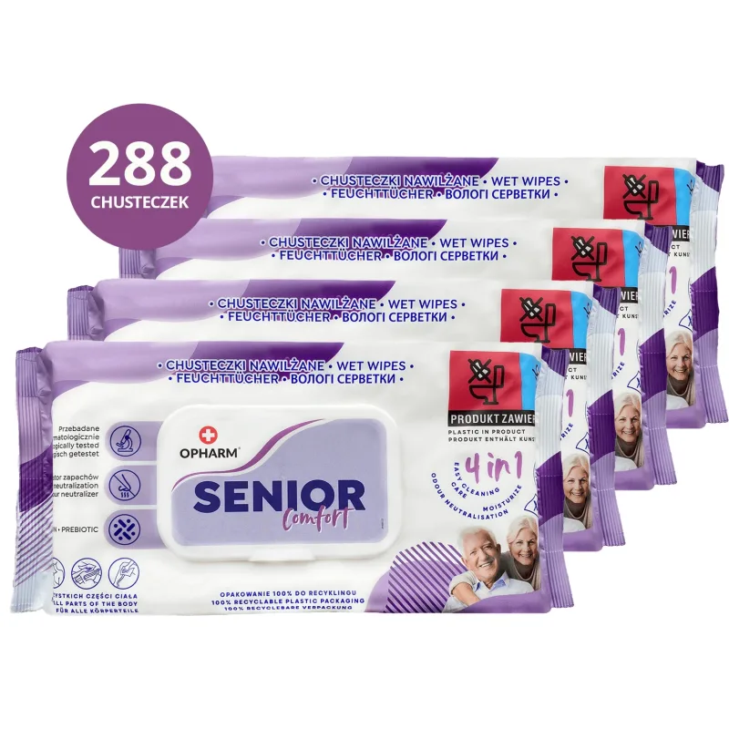 Opharm Senior Comfort 4in1 set, șervețele umede, 4 x 72 bucăți — preț și oferte