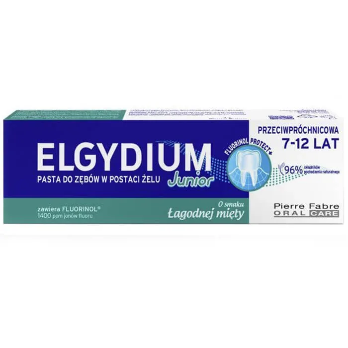 Elgydium Junior, pastă de dinți sub formă de gel pentru copii 7-12 ani, mentă ușoară, 50 ml — preț și oferte
