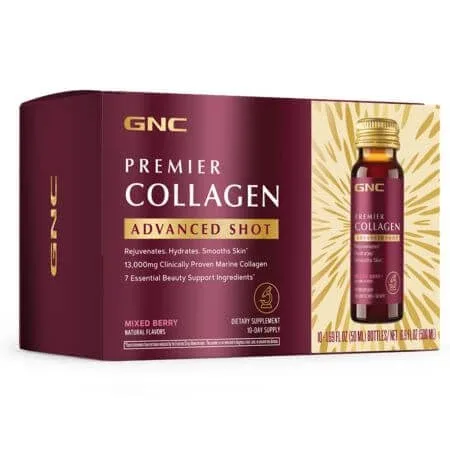 Shoturi cu peptide de colagen marin hidrolizat Premier Collagen, 10 bucati x 50 ml, GNC — preț și oferte