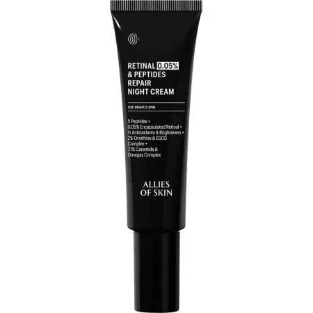 Crema de noapte reparatoare Retinal 0.05% & Peptides, 48 ml, Allies of Skin — preț și oferte