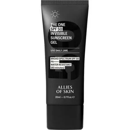 Gel de fata cu protectie solara SPF 50 PA++++ The One Invisible Sunscreen, 20 ml, Allies of Skin — preț și oferte