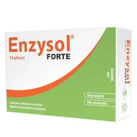 Supliment alimentar cu enzime digestive si bromelaina Enzysol Forte, 10 plicuri, Dr. Phyto — preț și oferte