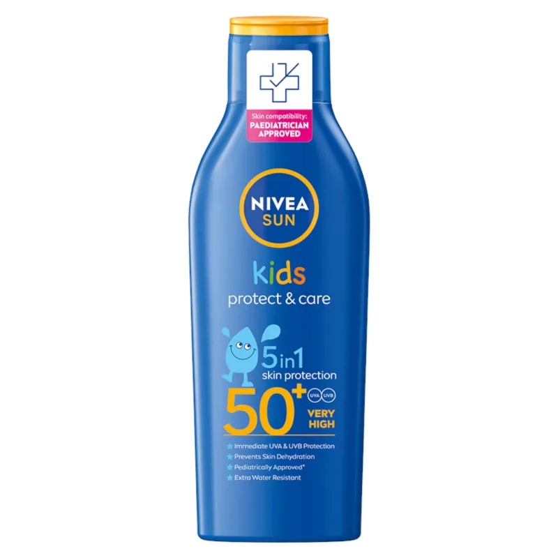 Nivea Sun Kids Protect &amp; Care 5in1, loțiune de protecție solară pentru copii, SPF 50+, 200 ml — preț și oferte