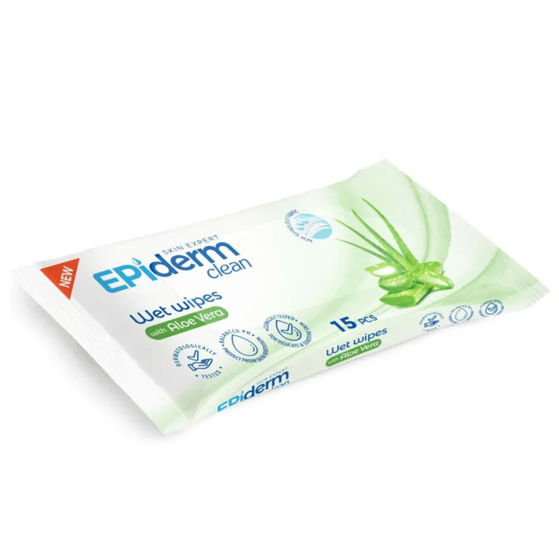 Servetele umede cu extract organic de Aloe Vera, 15 bucati, Epiderm — preț și oferte