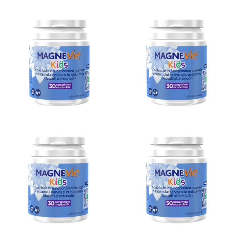 MagneVie Kids, 70 mg magneziu + 0,6 mg vitamina B6, sistem nervos și concentrare, 4x30 comprimate masticabile SANOFI — preț și oferte