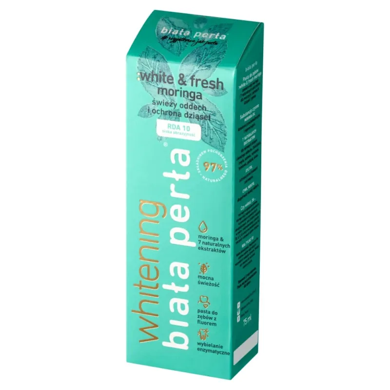 White Pearl Whitening, pastă de dinți de albire, White & Fresh Moringa, 75 ml White Pearl (Biala Perla) — preț și oferte