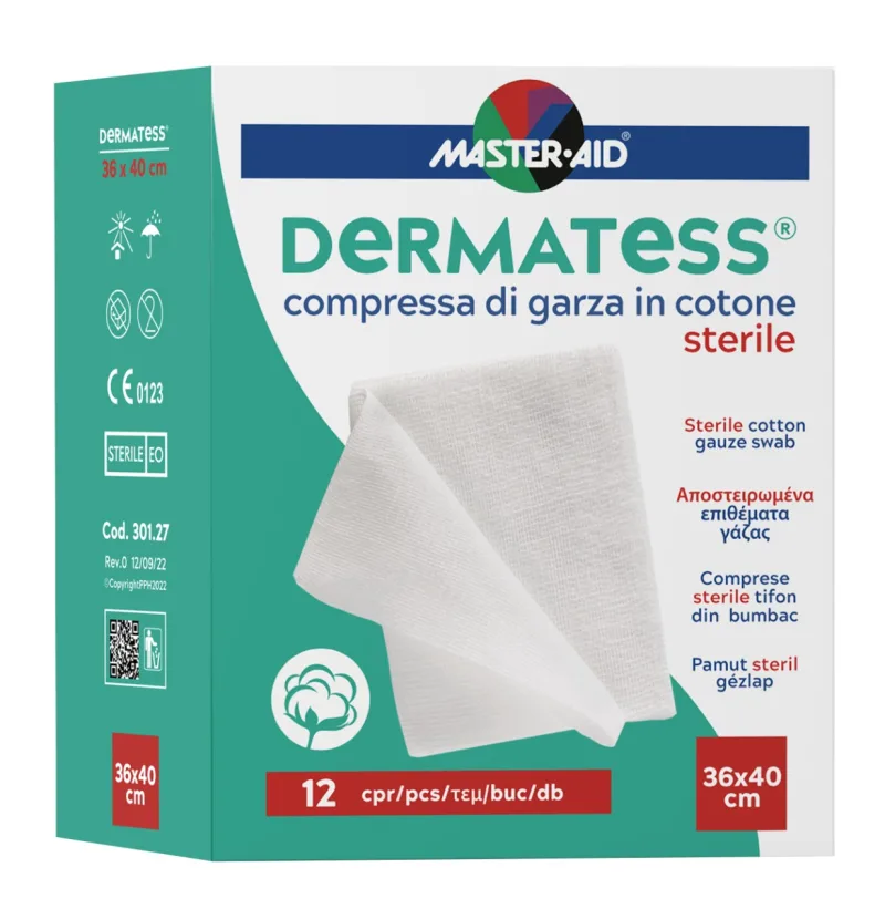 Comprese sterile Dermatess tifon bumbac Master-Aid, 36x40 cm, 12 buc Origomedical — preț și oferte
