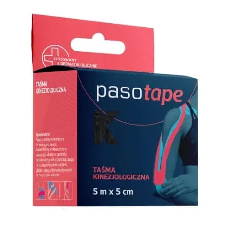 Pasotape Bandă kinesiologică neagră 5m x 5cm - Termen lung! — preț și oferte