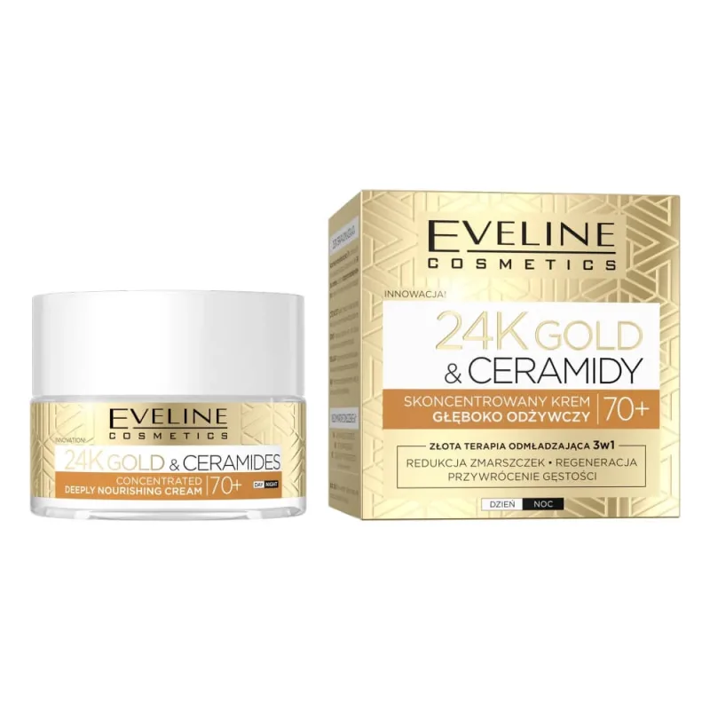 Eveline Cosmetics 24K Gold amp; Ceramides Cremă concentrată gboko odywywczy 70+, 50ml — preț și oferte