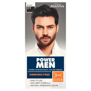 Joanna Power Men Color Cream 3in1 Culoare pentru barbă și păr 01 Black, 30g