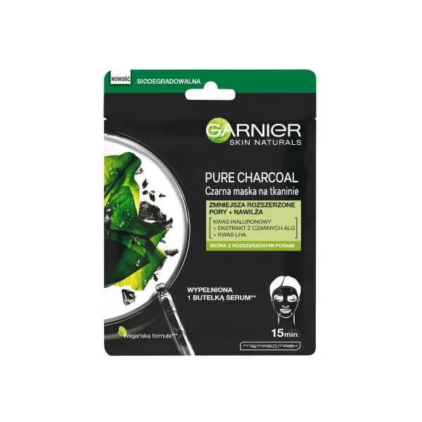Garnier Pure Charcoal Black Tissue Mască de curățare cu Intel, 28g — preț și oferte
