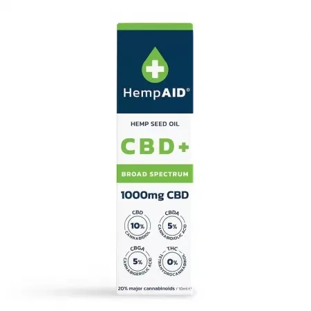 Ulei de canepa cu 1000 mg CBD, 500 mg CBDA, 500 mg CBGA, 10 ml, HempAID — preț și oferte
