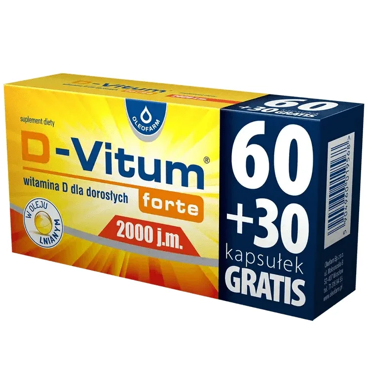 D-Vitum Forte 2000 UI, 90 capsule AMBALAJ DEFECTAT Oleofarm — preț și oferte