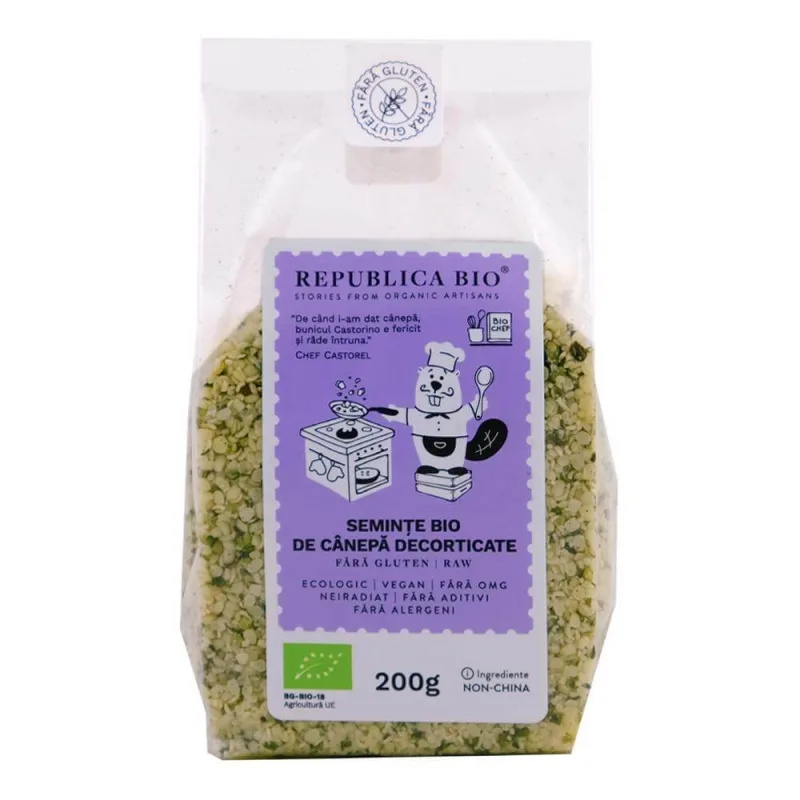 Seminte Bio de canepa decorticate, eco, fara gluten, 200g, Republica Bio — preț și oferte
