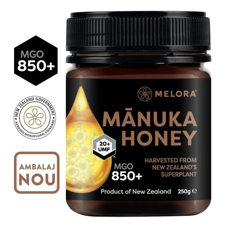 Miere de Manuka Melora, MGO 850+ (UMF 20) naturala, 250 g, Noua Zeelanda — preț și oferte